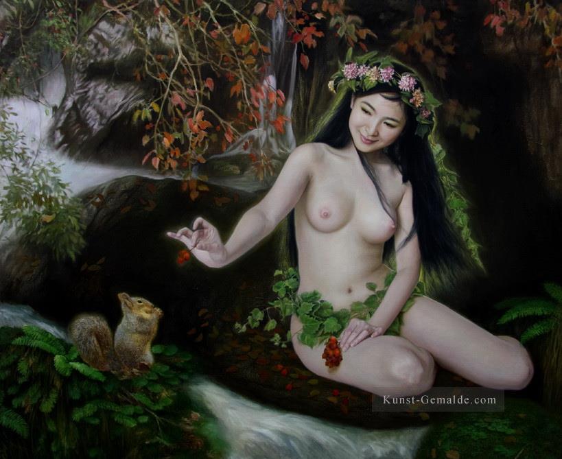 Eichhörnchen Chinesisches Mädchen Nackt Ölgemälde